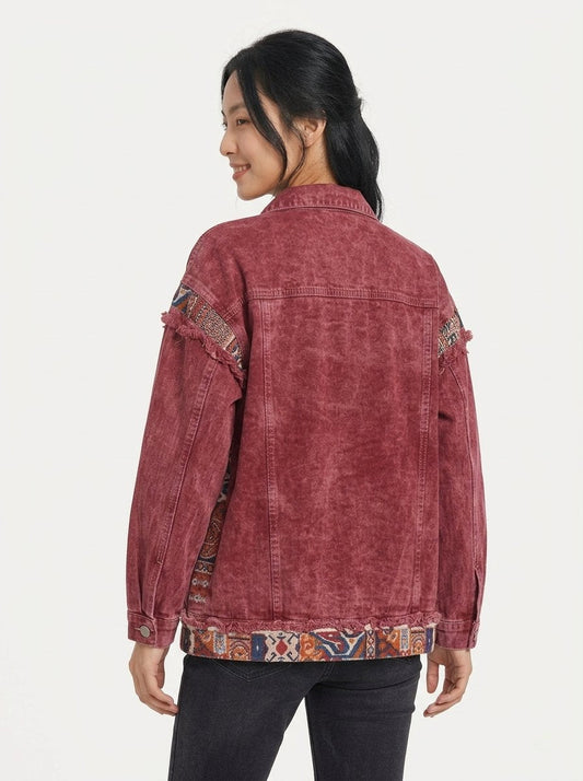 Women's Jacket with Contrast Pattern Panels