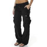 Women's Cargo Pants with Multi-Pocket Low Rise Wide Leg