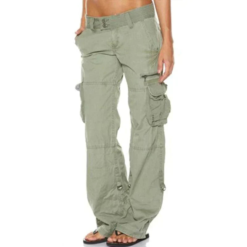 Women's Cargo Pants with Multi-Pocket Low Rise Wide Leg