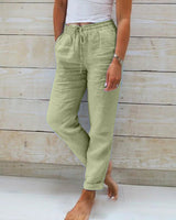 Women's Casual Trousers with Elastic Drawstring Waist and Side Pockets