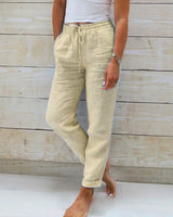 Women's Casual Trousers with Elastic Drawstring Waist and Side Pockets