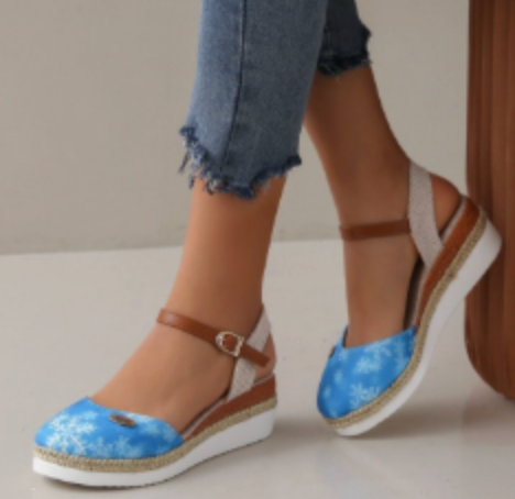 Women's Espadrille Wedge Sandals with Ankle Strap and Braided Platform