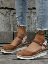 Women's Espadrille Wedge Sandals with Ankle Strap and Braided Platform