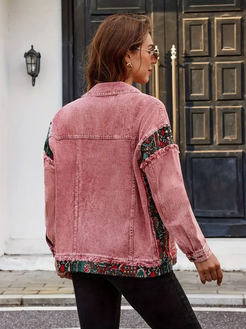 Women's Jacket with Contrast Pattern Panels