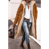 Women's Long Puffer Coat with Hood and Sherpa Lining