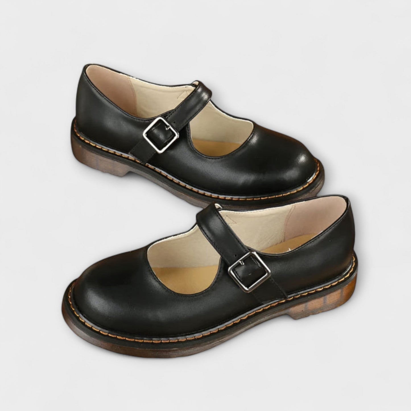 Women's Shoes with Round Toe and Side Buckle Strap