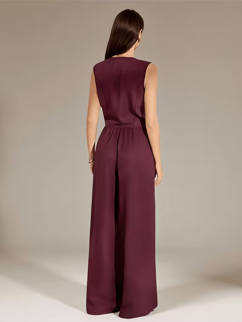Women's Sleeveless Vest and Wide-Leg Pants Set