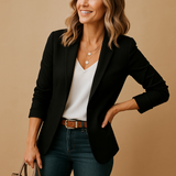 Women's Slim Fit Blazer with Notched Lapel and One-Button Closure