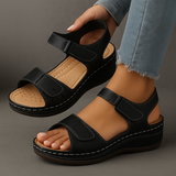 Women's Wedge Sandals with Open Toe and Adjustable Velcro Straps