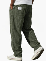 Men's Corduroy Trousers with Elastic Waist and Relaxed Fit