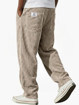 Men's Corduroy Trousers with Elastic Waist and Relaxed Fit