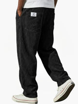 Men's Corduroy Trousers with Elastic Waist and Relaxed Fit