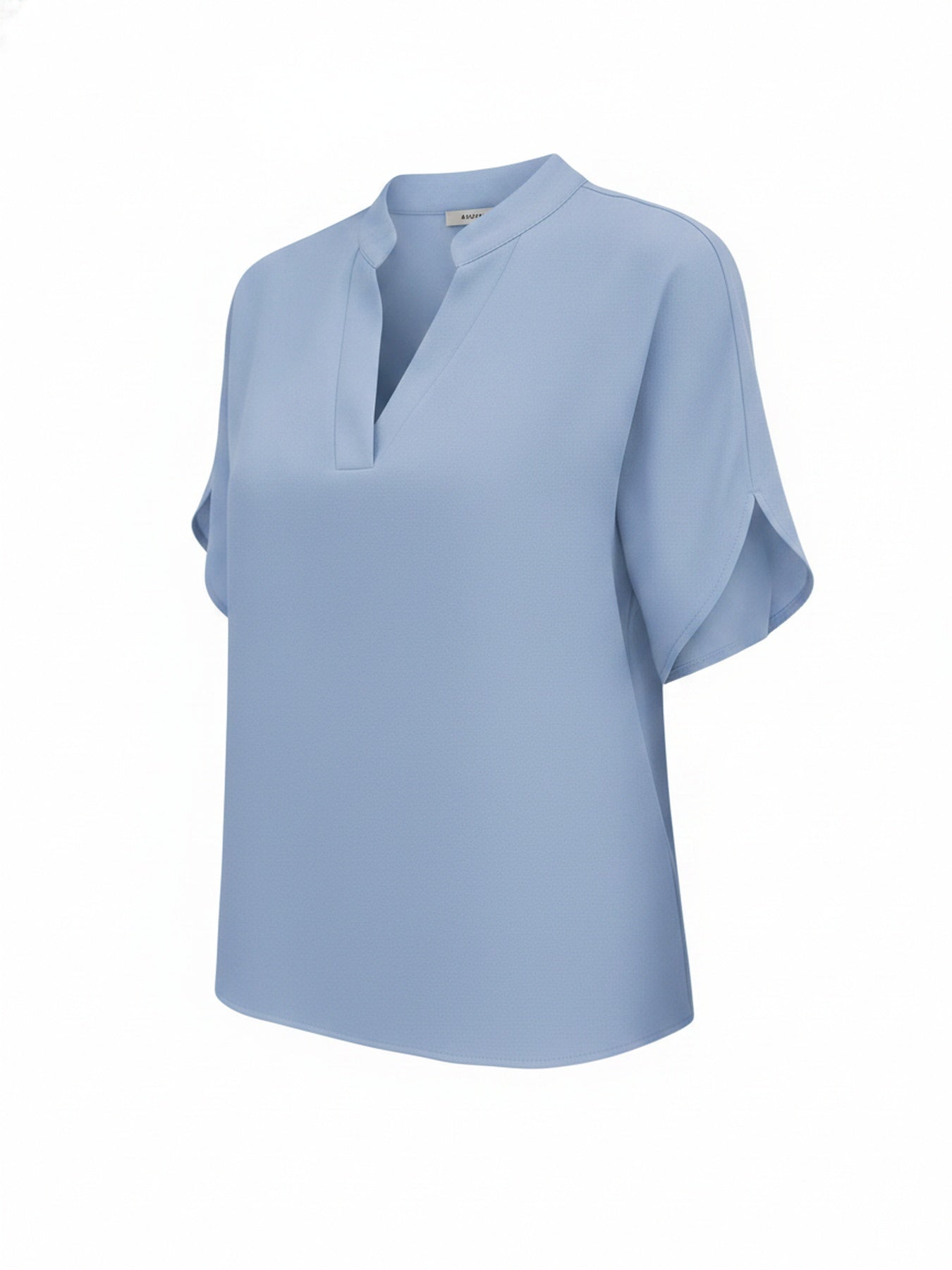 Women's Blouse with Split V-Neck and Short Flutter Sleeves
