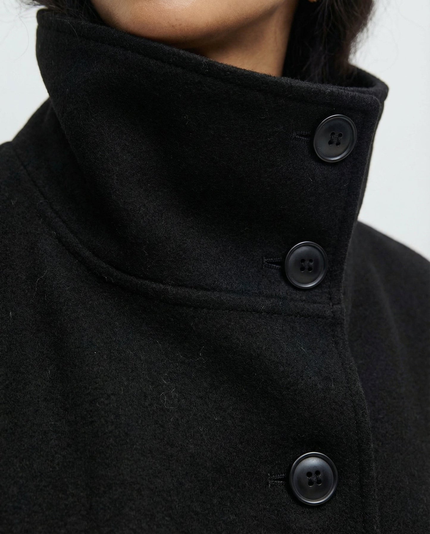 Women's Cape Jacket with Stand Collar, Cape Sleeves and Tie Belt