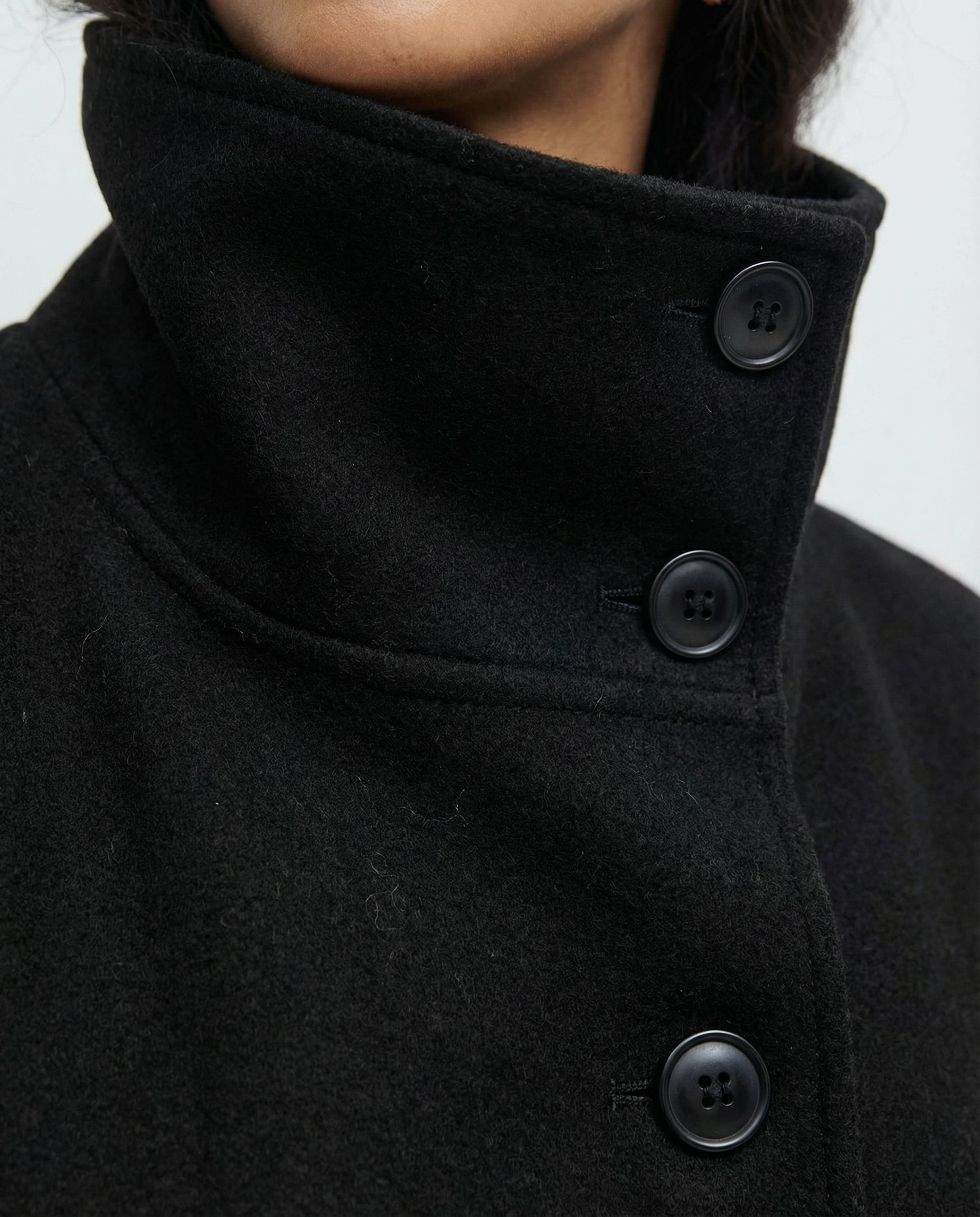 Women's Cape Jacket with Stand Collar, Cape Sleeves and Tie Belt