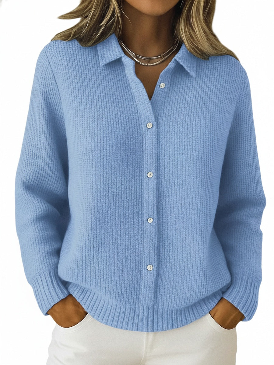 Women's Cardigan Long Sleeve with Collar and Button Front