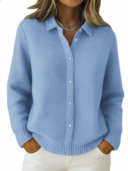 Women's Cardigan Long Sleeve with Collar and Button Front