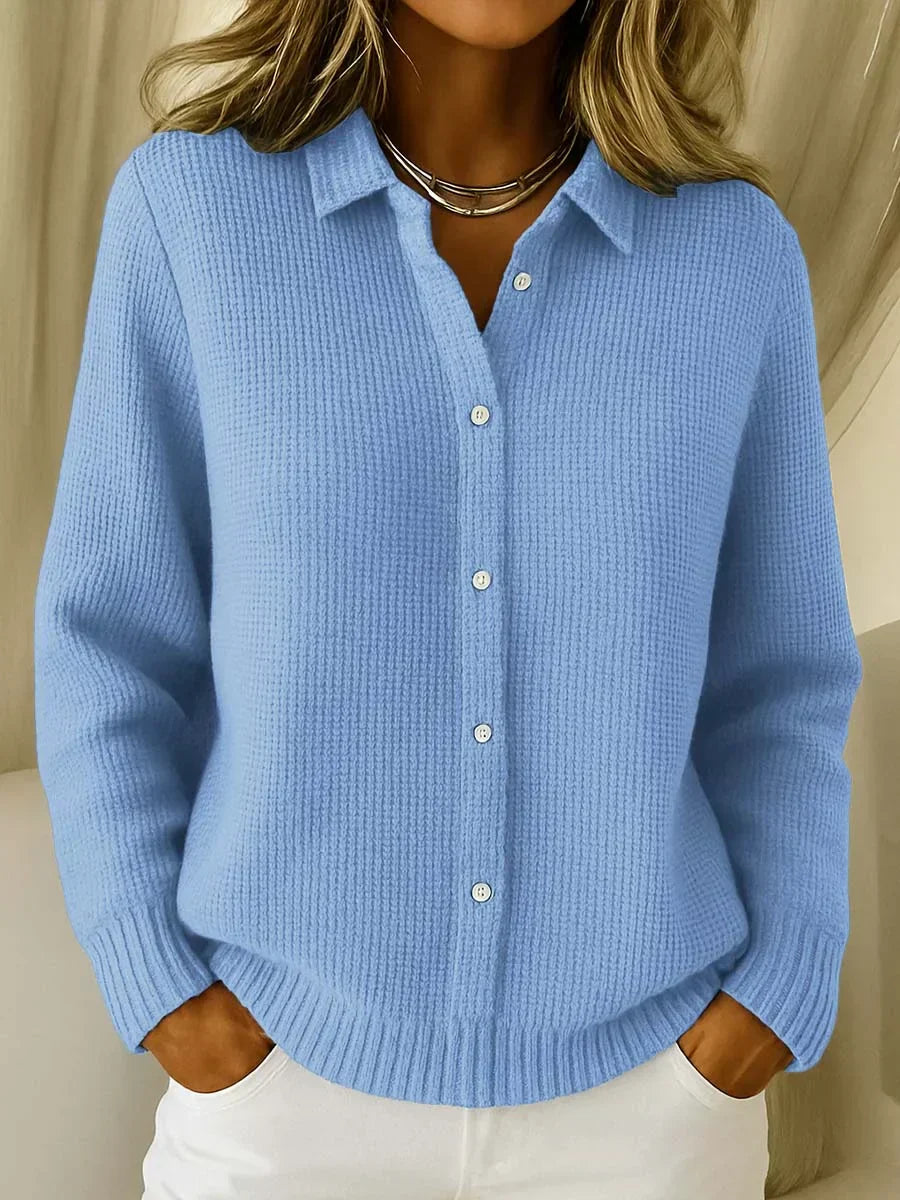 Women's Cardigan Long Sleeve with Collar and Button Front