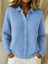 Women's Cardigan Long Sleeve with Collar and Button Front