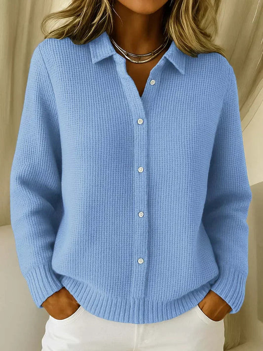 Women's Cardigan Long Sleeve with Collar and Button Front