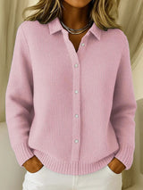 Women's Cardigan Long Sleeve with Collar and Button Front