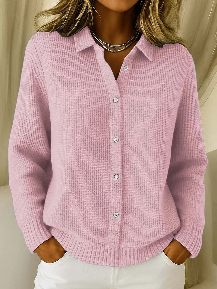 Women's Cardigan Long Sleeve with Collar and Button Front