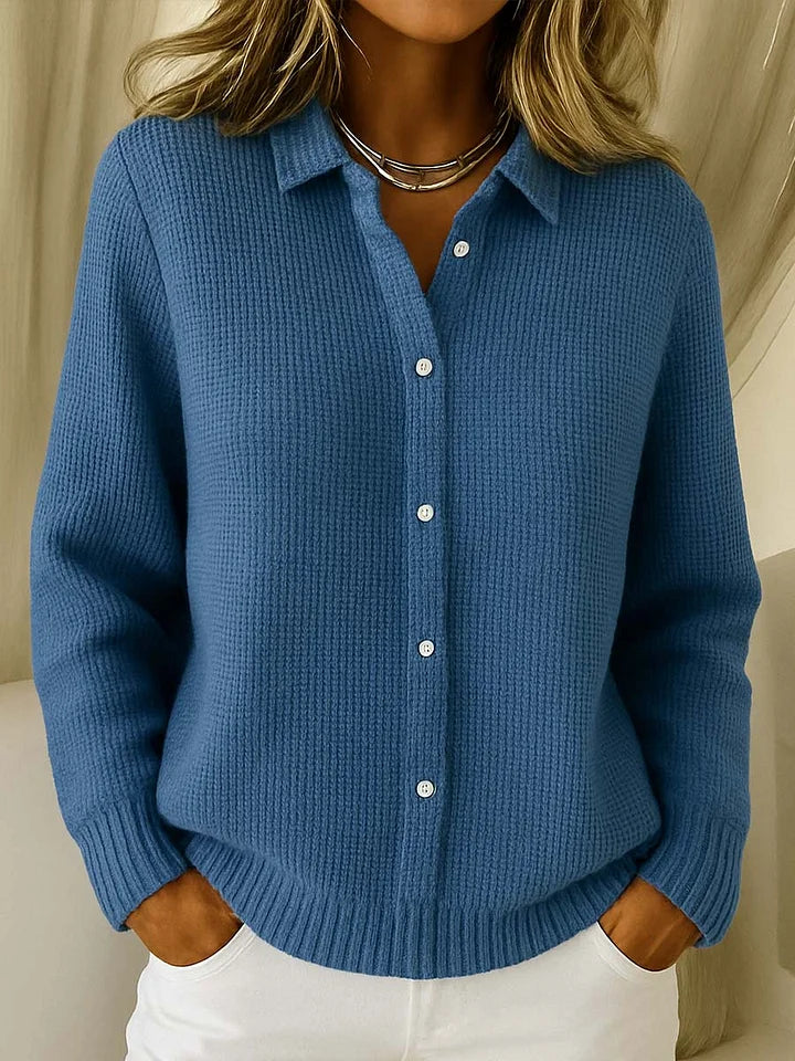 Women's Cardigan Long Sleeve with Collar and Button Front