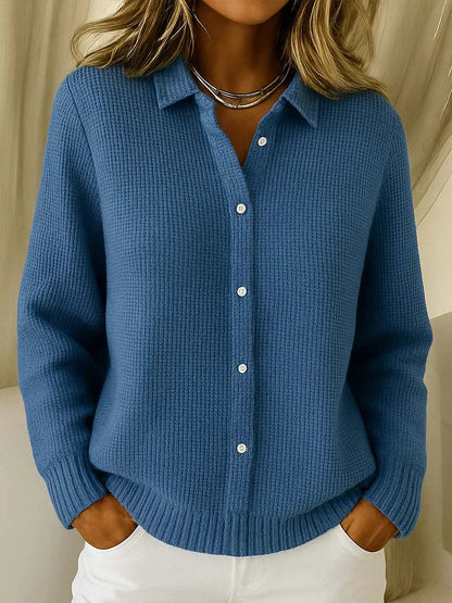 Women's Cardigan Long Sleeve with Collar and Button Front