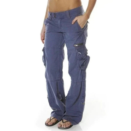 Women's Cargo Pants with Multi-Pocket Low Rise Wide Leg
