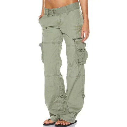 Women's Cargo Pants with Multi-Pocket Low Rise Wide Leg