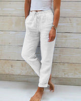 Women's Casual Trousers with Elastic Drawstring Waist and Side Pockets