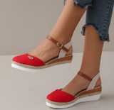 Women's Espadrille Wedge Sandals with Ankle Strap and Braided Platform