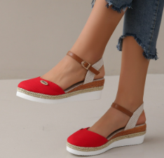 Women's Espadrille Wedge Sandals with Ankle Strap and Braided Platform
