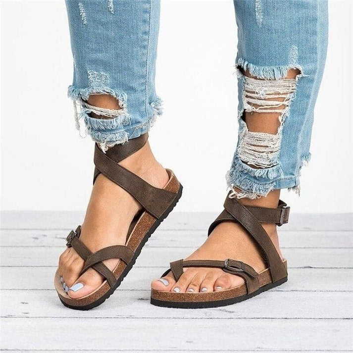 Women's Gladiator Sandals with Ankle Strap and Toe Ring