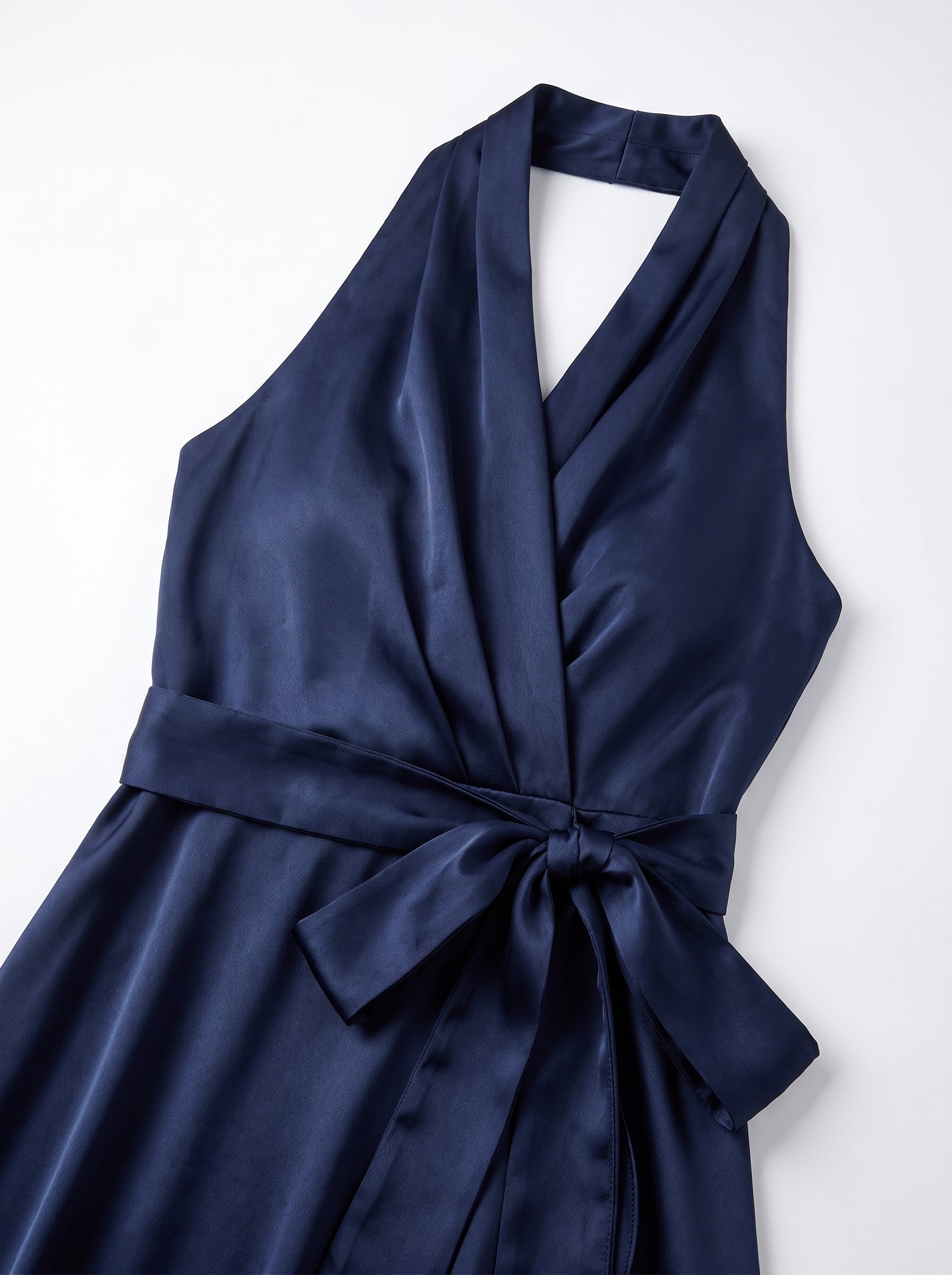 Women's Halter Neck Maxi with Wrap Waist and High-Low Ruffle Hem