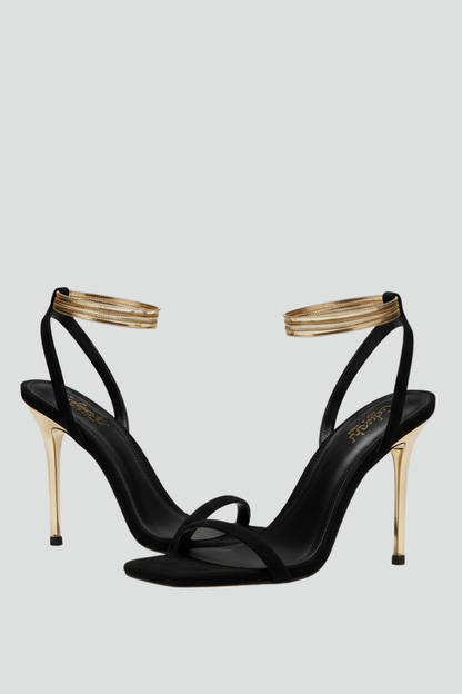 Women's High Heel Sandals with Wrap-Around Ankle Strap and Stiletto Heel