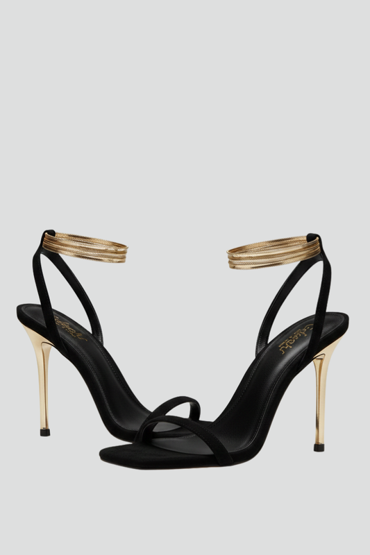 Women's High Heel Sandals with Wrap-Around Ankle Strap and Stiletto Heel