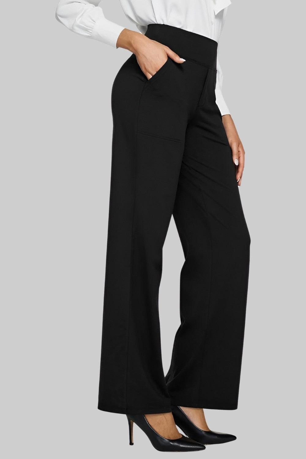 Women's High-Waist Wide-Leg Trousers with Side Pockets