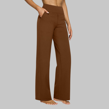 Women's High-Waist Wide-Leg Trousers with Side Pockets