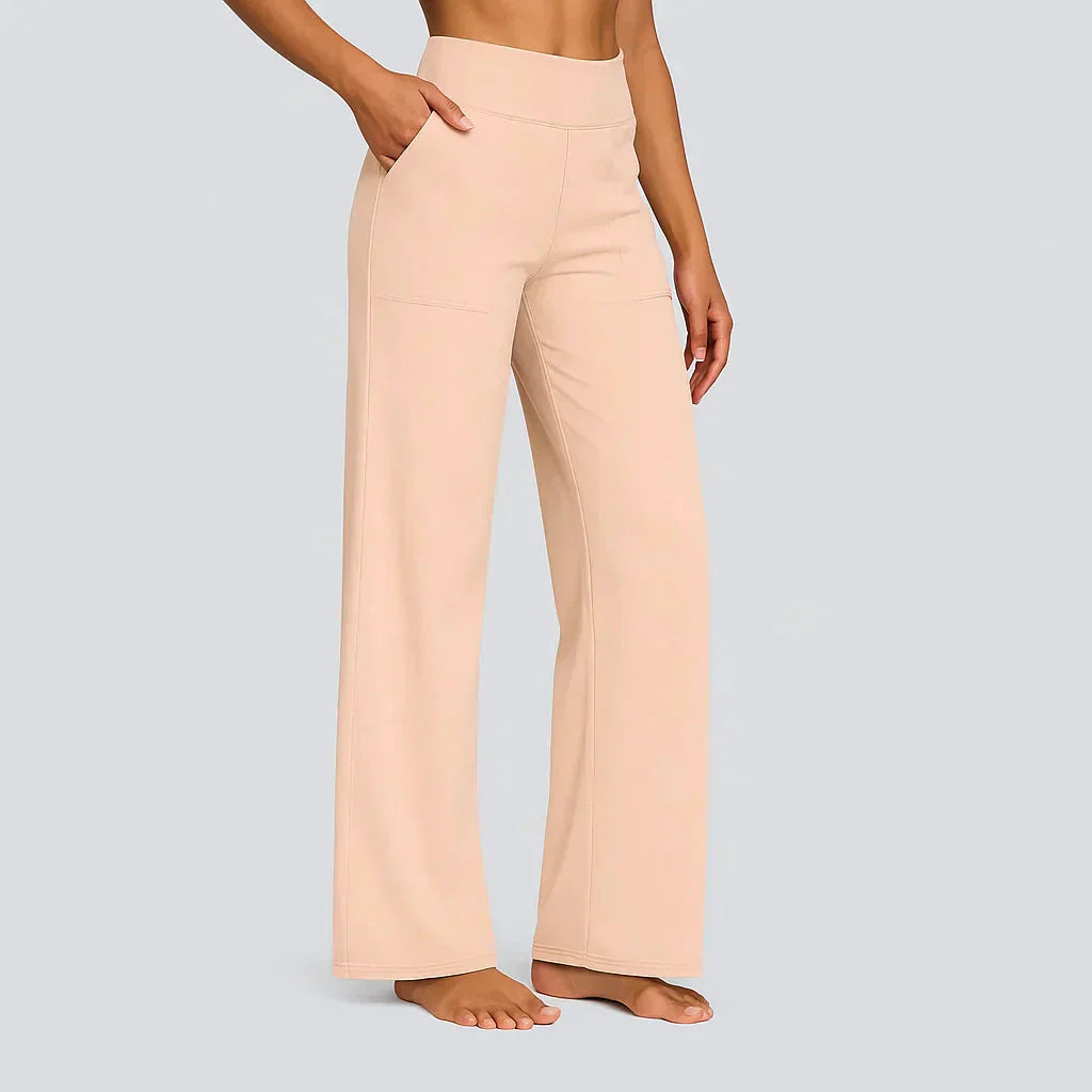 Women's High-Waist Wide-Leg Trousers with Side Pockets