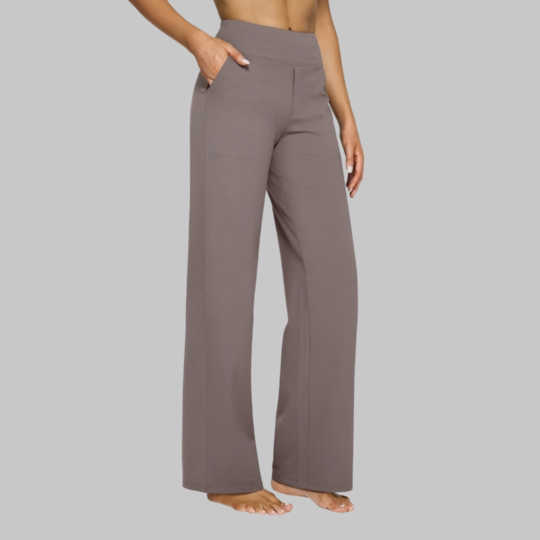 Women's High-Waist Wide-Leg Trousers with Side Pockets