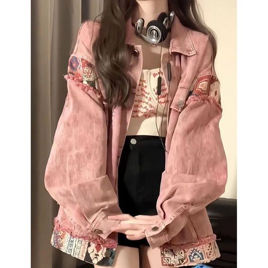 Women's Jacket with Contrast Pattern Panels
