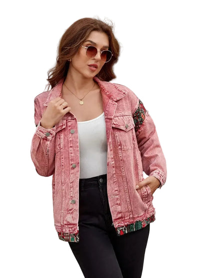 Women's Jacket with Contrast Pattern Panels