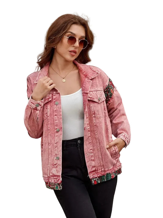 Women's Jacket with Contrast Pattern Panels