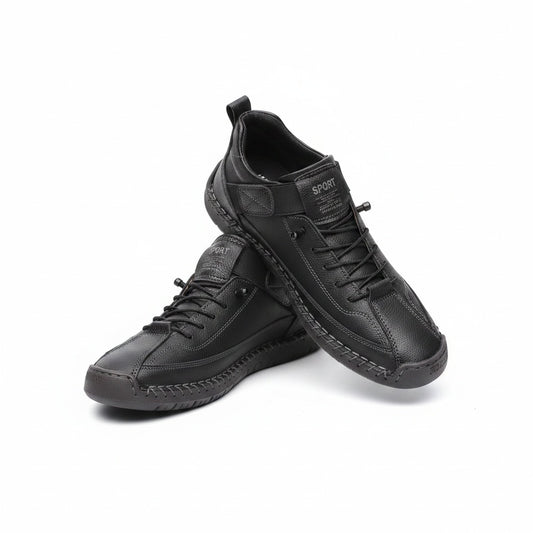 Women's Lace-Up Sneakers with Ankle Strap and Stitched Sole