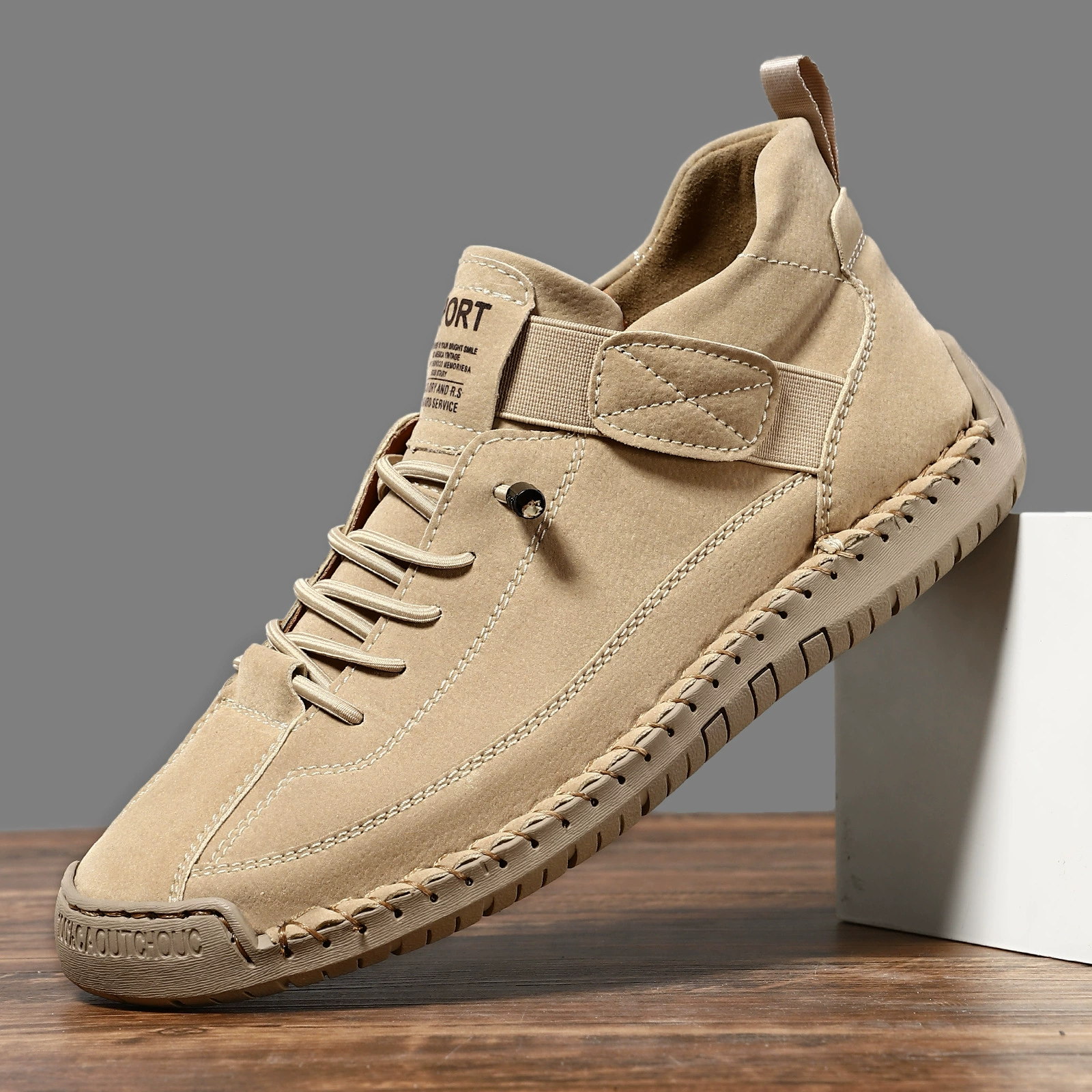Women's Lace-Up Sneakers with Ankle Strap and Stitched Sole
