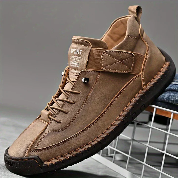 Women's Lace-Up Sneakers with Ankle Strap and Stitched Sole