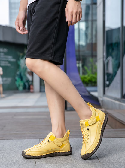 Women's Lace-Up Sneakers with Ankle Strap and Stitched Sole