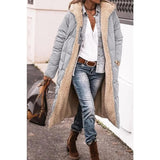 Women's Long Puffer Coat with Hood and Sherpa Lining
