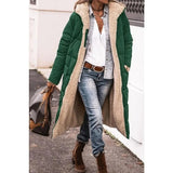 Women's Long Puffer Coat with Hood and Sherpa Lining